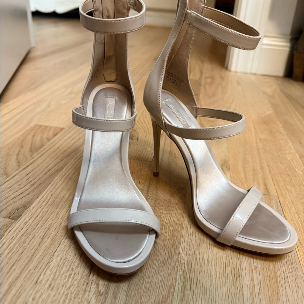 Never Worn! Aldo Cream Stilettos with Ankle Strap